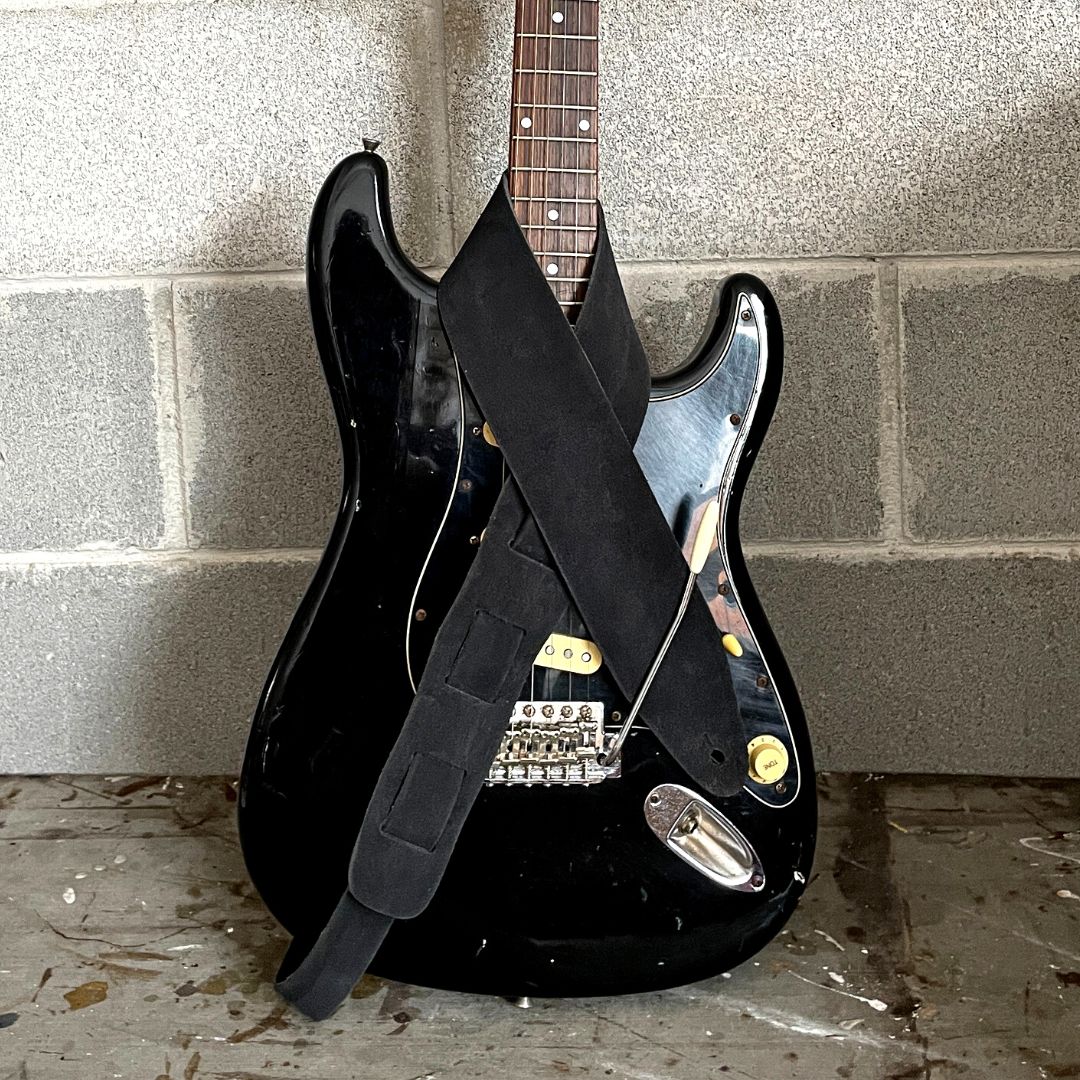 Etabeta - Tracolla in vera pelle - VELVET Guitar Strap | Nero