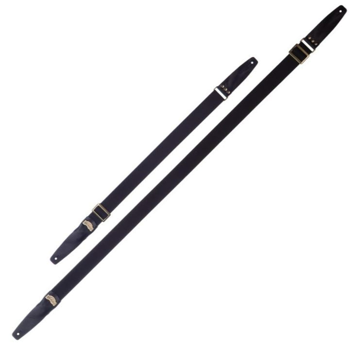 Magrabò Tracolla per chitarra e basso - Stripe SC Cotton Nero 5 cm terminali Twinkle Nero, fibbia Recta Ottone