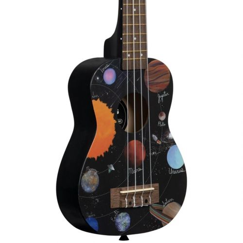 KALA Uk-Spacedout Ukulele Soprano Nero con Grafiche Satinato con Borsa