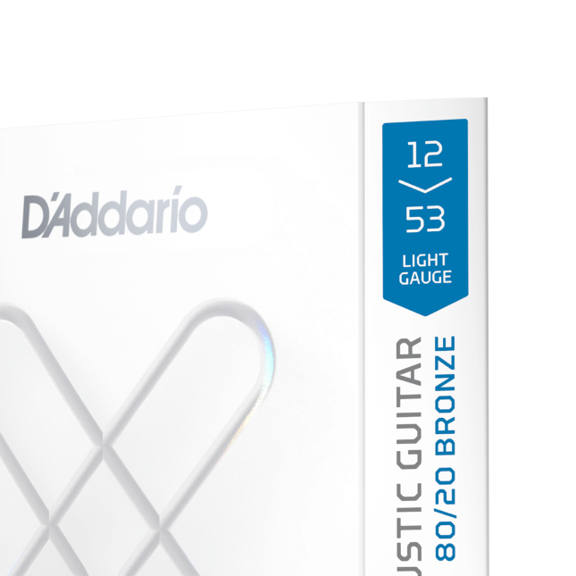 D'addario Corde rivestite XS 80/20 Bronze per chitarra acustica, scalatura Light 12-53 XSABR1253