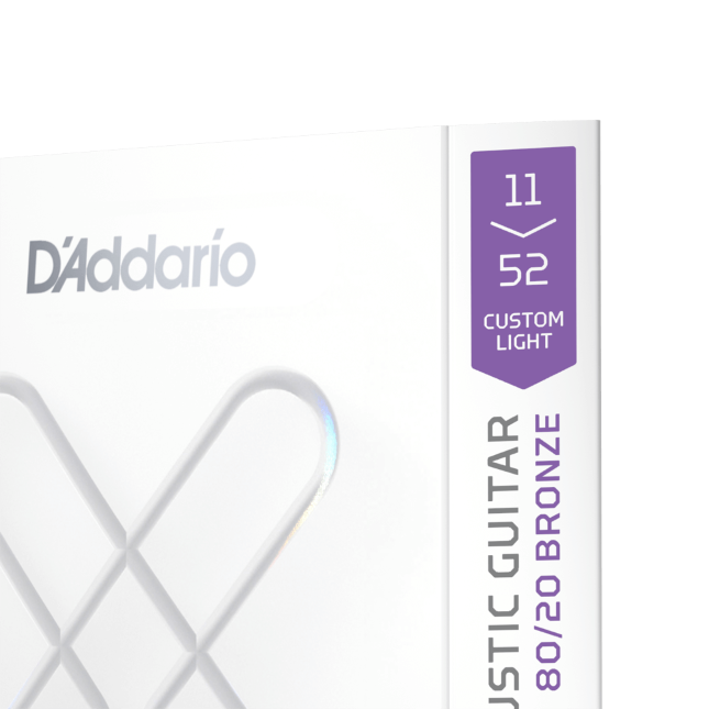 D'addario Corde rivestite XS 80/20 Bronze per chitarra acustica, scalatura Custom Light 11-52 XSABR1152