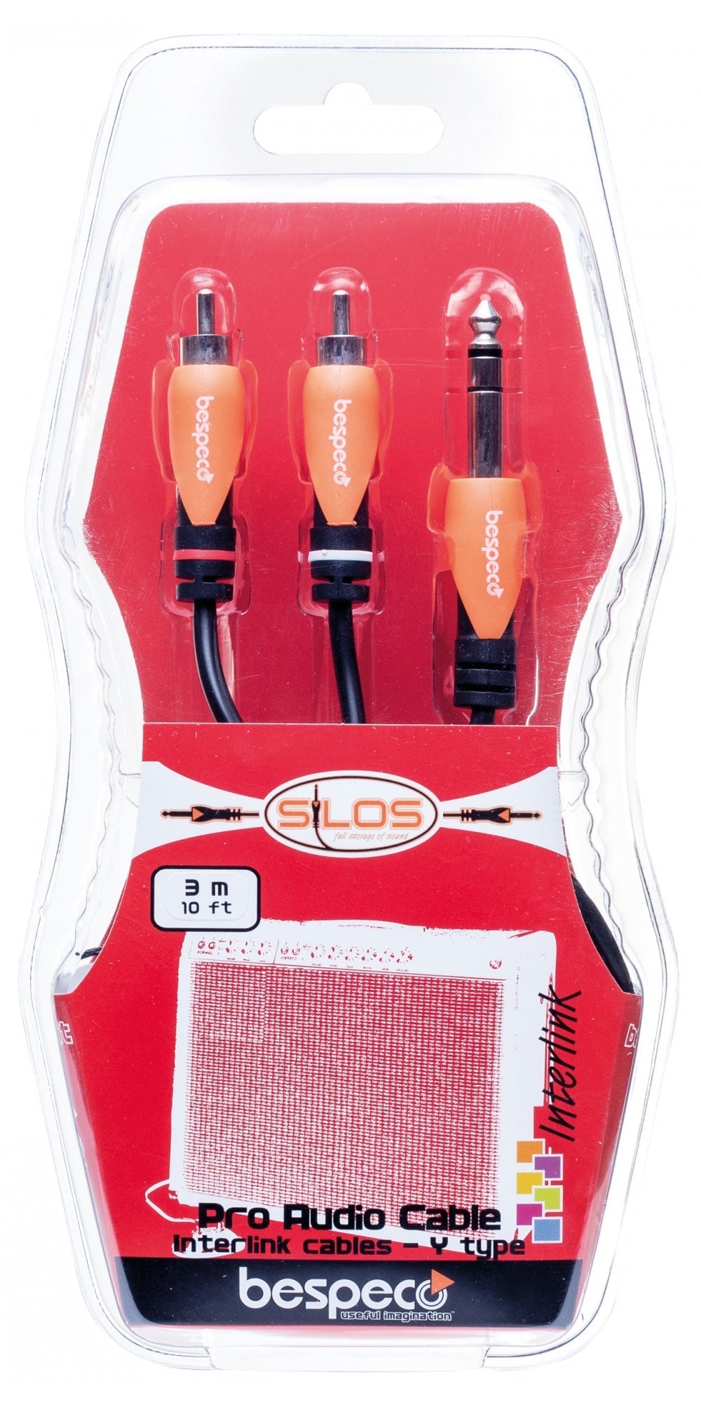 Bespeco - SLYSRM180 -Cavi interlink - jack stereo Ø 6,3 mm - 2 x RCA