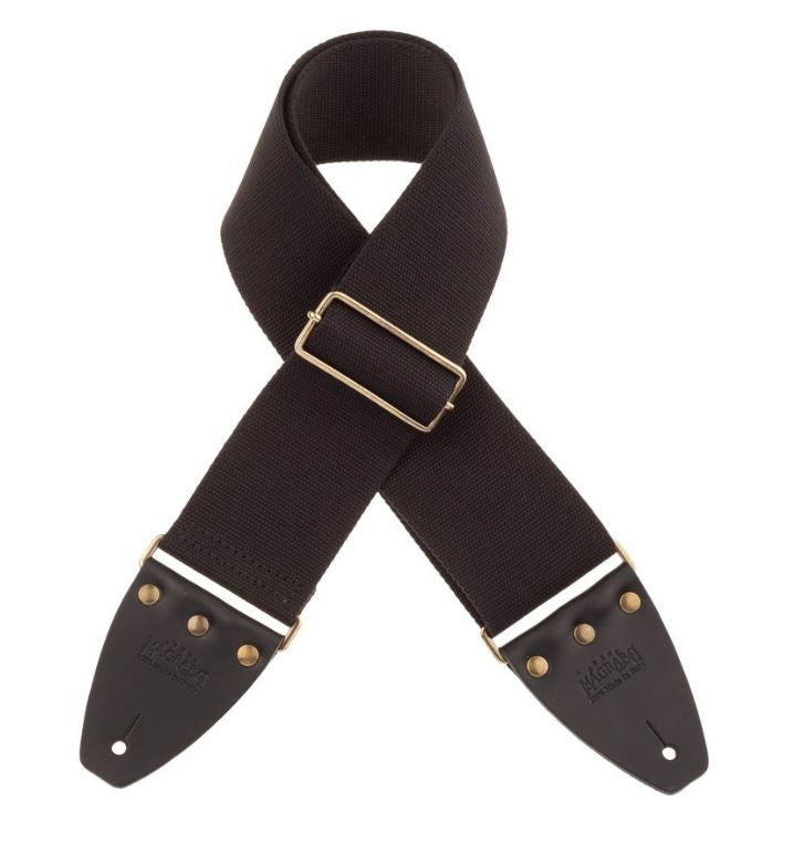 Magrabò, Tracolla per chitarra e basso - Stripe SC Entry Nero 8 cm terminali Nero fibbia Ottone