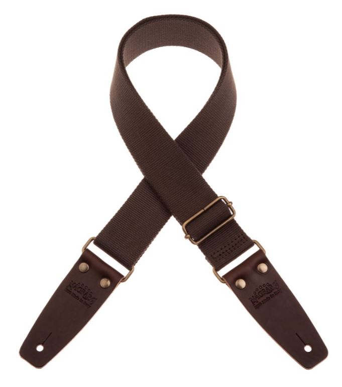 Tracolla Magrabò - Stripe SC Entry Marrone 5 cm terminali Marrone Scuro fibbia Ottone Antico