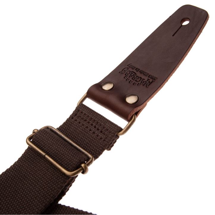 Tracolla Magrabò - Stripe SC Entry Marrone 5 cm terminali Marrone Scuro fibbia Ottone Antico