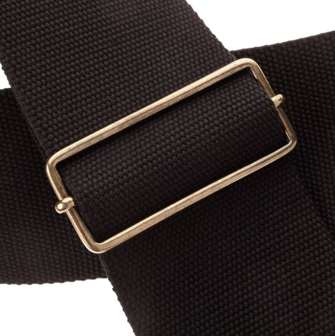 Magrabò, Tracolla per chitarra e basso - Stripe SC Entry Nero 8 cm terminali Nero fibbia Ottone