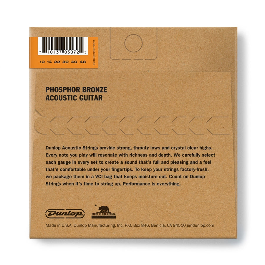DUNLOP - DAP1048 ACOUSTIC PHOSPHOR BRONZE, EXTRA LIGHT SET/6