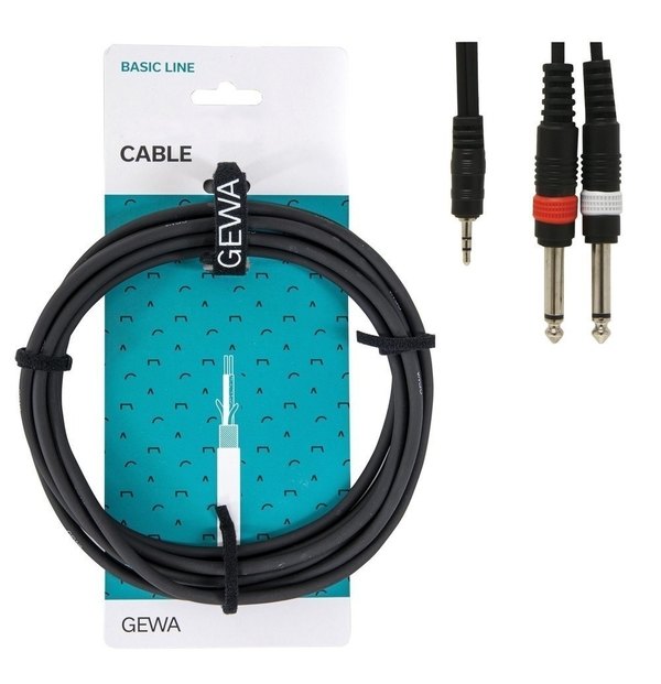 GEWA CAVO ADATTATORE A Y BASIC LINE 1x Jack stereo 3,5 mm - 2x Jack mono 6,3 mm - 3 metri