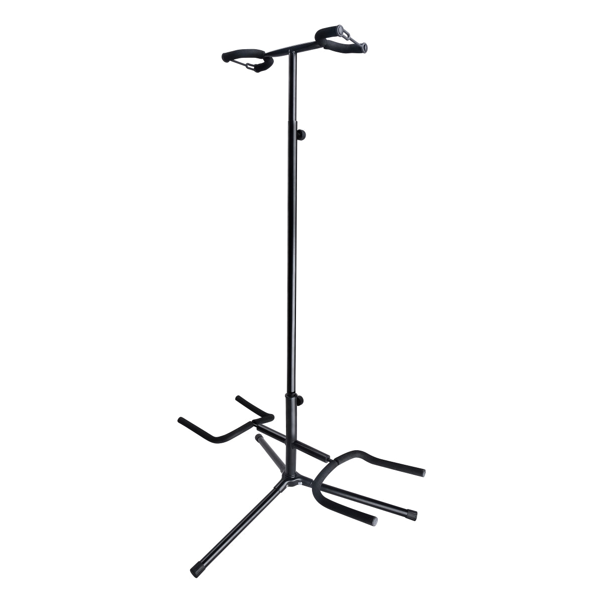 SOUNDSATION SGS-210 - Supporto doppio per chitarra e basso universale regolabile in altezza con chiusura di sicurezza
