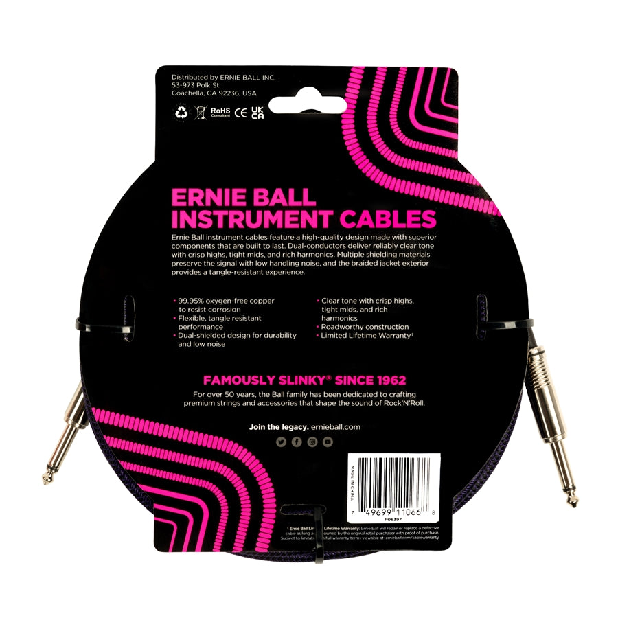 ERNIE BALL - 6397 BRAIDED STRAIGHT STRAIGHT 7.6M