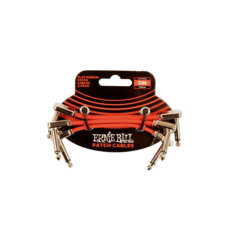 ERNIE BALL - 6401 FLAT RIBBON PATCH CABLE RED 7,62CM 3-PK