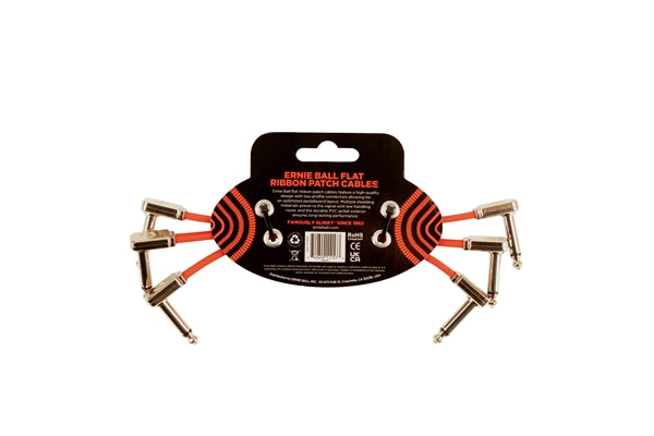 ERNIE BALL - 6402 FLAT RIBBON PATCH CABLE RED 15,24CM 3-PK