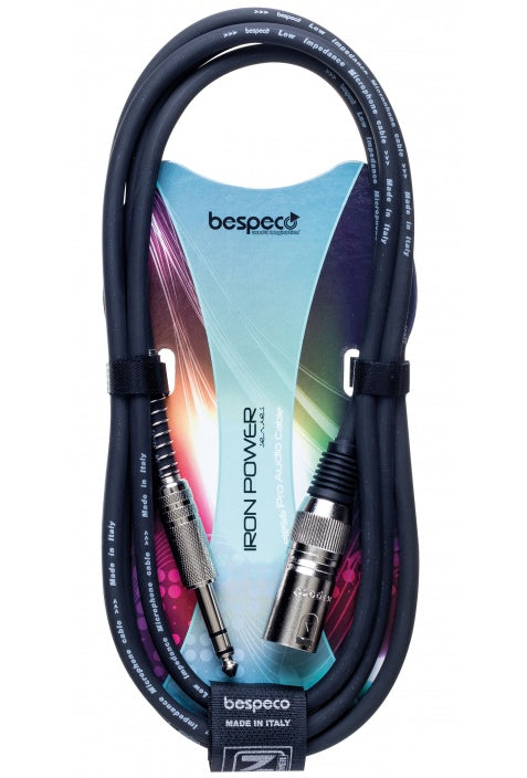 BESPECO-IRON POWER Cavo per speaker attivo - cannon maschio - jack Ø 6,3 mm TRS IROMS300 - 3 metri