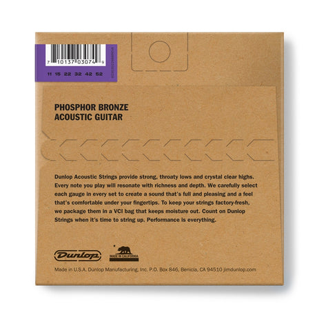DUNLOP - DAP1152 ACOUSTIC PHOSPHOR BRONZE, MEDIUM LIGHT SET/6
