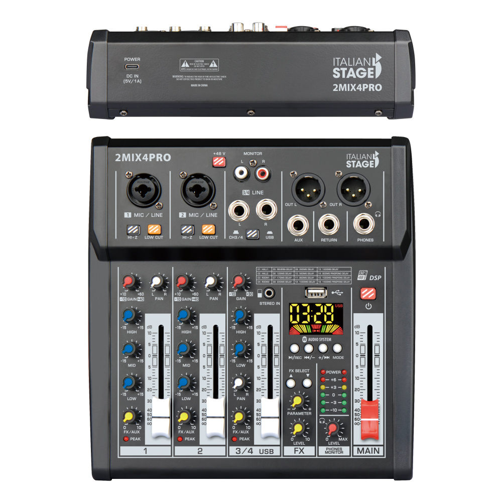 Mixer Audio con Lettore, Registratore ed Effetti ITALIAN STAGE 2MIX4 PRO