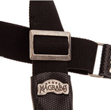 Magrabò Tracolla per chitarra e basso - Stripe SC Cotton Nero 5 cm terminali Twinkle Nero, fibbia Recta Argento