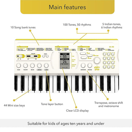 Casio SA-80 mini tastiera + Alimentatore e Cuffie
