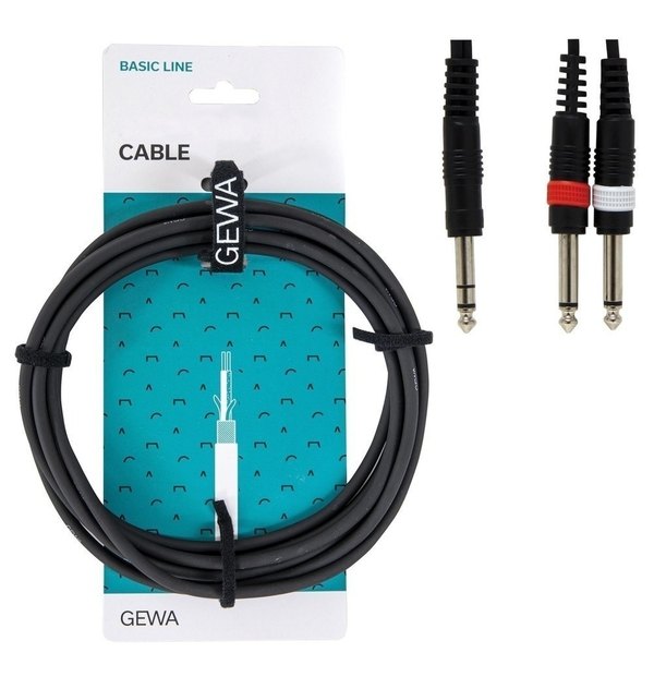 GEWA ADATTATORE A Y BASIC LINE 190105 Jack stereo/ doppio Jack 3metri