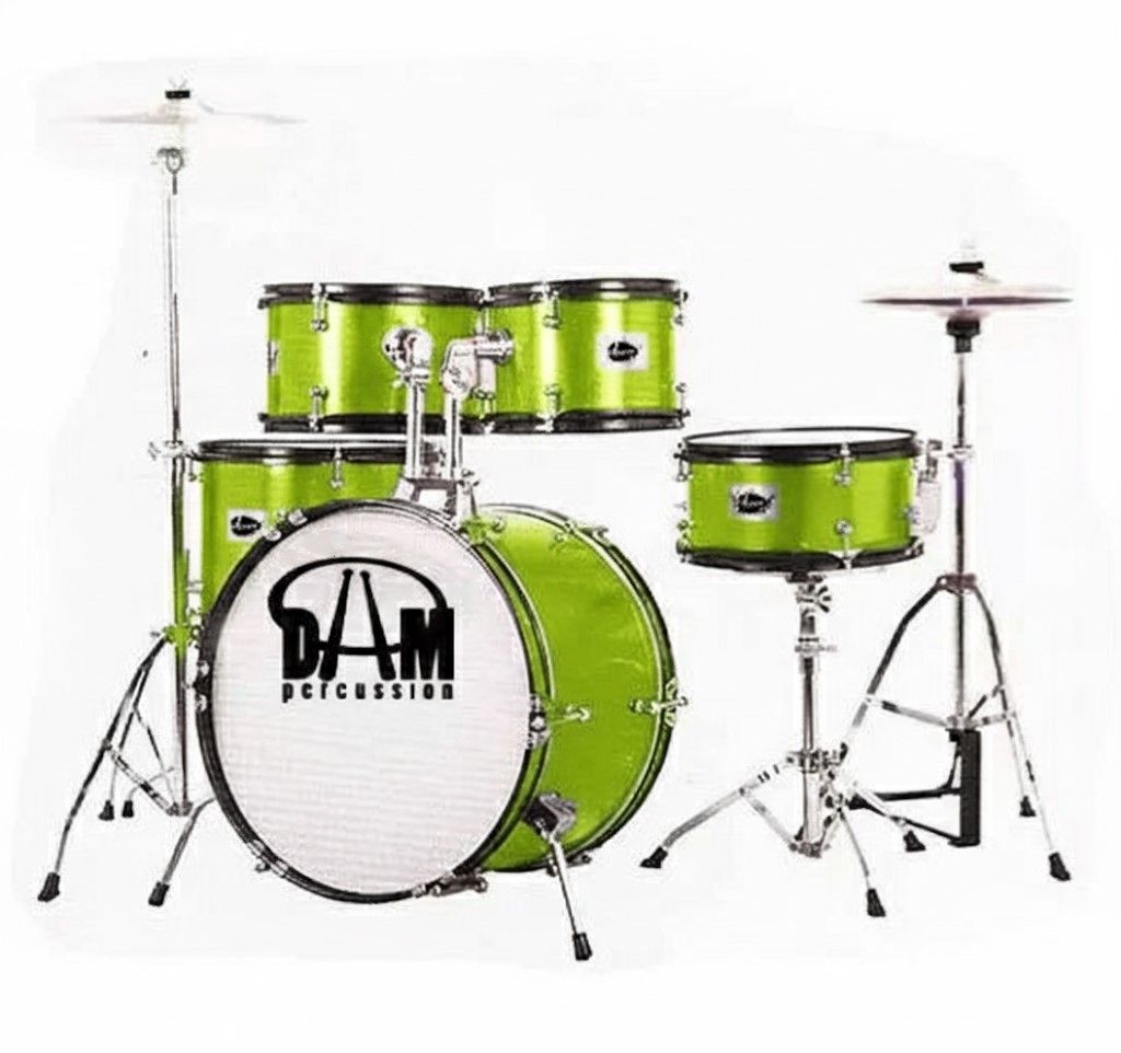 Batteria acustica per ragazzi 5 pezzi Dam JB J1049 Green