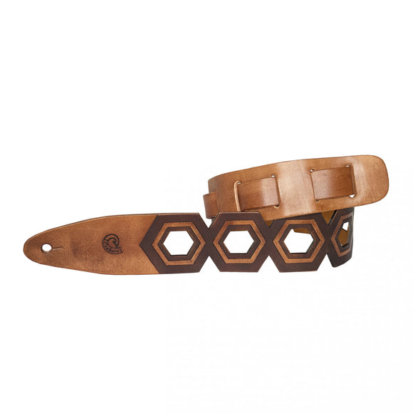 Etabeta - Tracolla in vera pelle -BELT - Guitar Strap - Marrone Tamponato