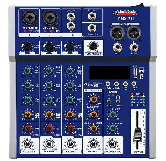 Mixer Audiodesign PMX.211 2+1+1 Canali - 24 Effetti, USB