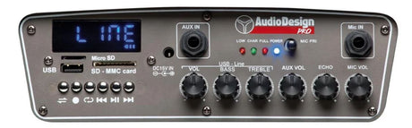 Diffusore a batteria 12" Audiodesign M2 12W/L  - 2 microfoni wireless - Pot. Max. 450 W