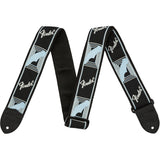FENDER 0990681502 Tracolla Fender® 2" Monogrammed Black/Light Grey/Blue