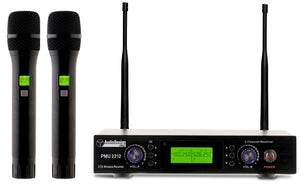 AudioDesign PMU 2212 - Sistema wireless 200Ch con due radiomicrofoni a gelaro