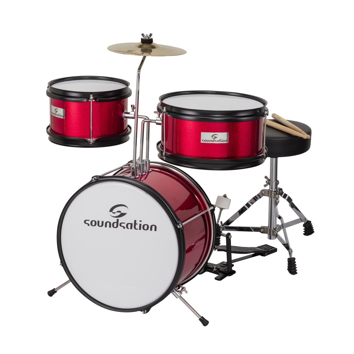 SOUNDSATION JDK313-MR Batteria acustica per bambini da 3 fusti completa rosso