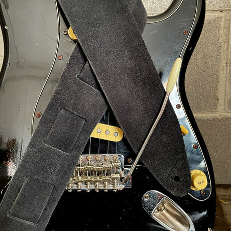 Etabeta - Tracolla in vera pelle - VELVET Guitar Strap | Nero