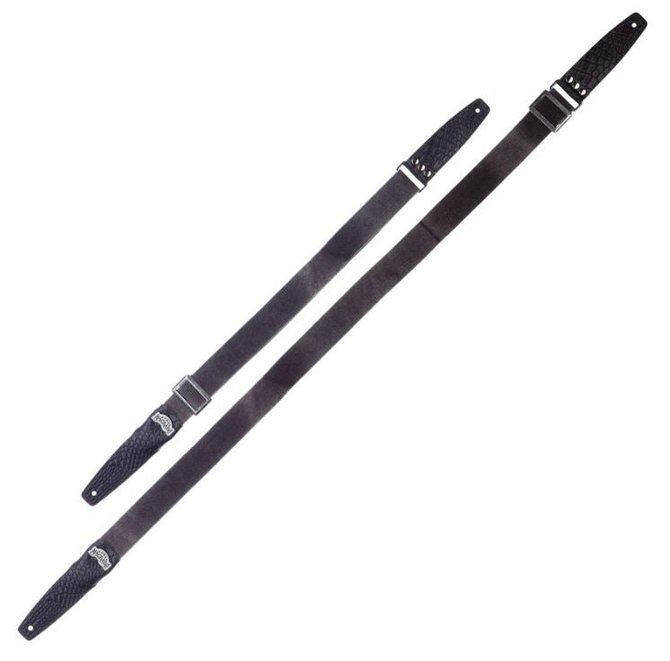 Magrabò tracolla per chitarra e basso Stripe SC Cotton Washed Nero 5 cm terminali Cocco Pros Nero, fibbia Recta Argento