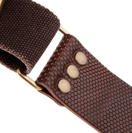 Magrabò tracolla per chitarra e basso Stripe SC Cotton Washed Marrone 5 cm terminali Twinkle Marrone Scuro, fibbia Recta Ottone