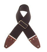 Magrabò, Tracolla per chitarra e basso - Stripe SC Entry Nero 8 cm terminali Marrone fibbia Ottone