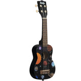 KALA Uk-Spacedout Ukulele Soprano Nero con Grafiche Satinato con Borsa