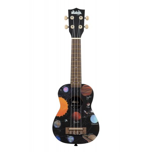 KALA Uk-Spacedout Ukulele Soprano Nero con Grafiche Satinato con Borsa