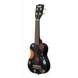 KALA Uk-Spacedout Ukulele Soprano Nero con Grafiche Satinato con Borsa