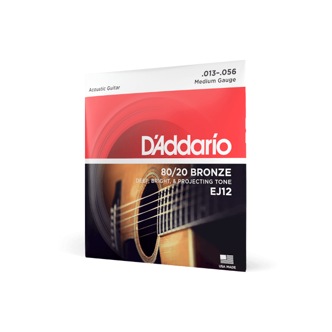 EJ12 80/20 Bronze Acoustic Guitar Strings, Medium, 13-56
