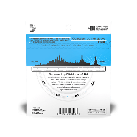 D'addario EPBB170 Phosphor Bronze Acoustic Bass, Long Scale, 45-100
