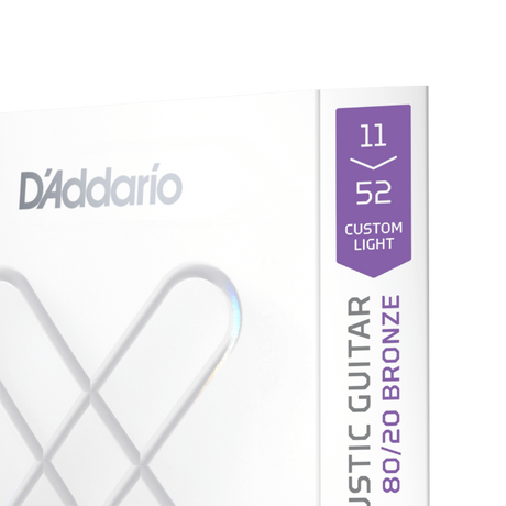 D'addario Corde rivestite XS 80/20 Bronze per chitarra acustica, scalatura Custom Light 11-52 XSABR1152