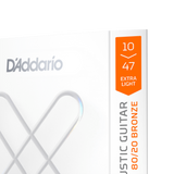 D'addario XSABR1047  Corde rivestite XS 80/20 Bronze per chitarra acustica, scalatura Extra Light 10-47