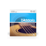 EJ38  Corde D’Addario EJ38 in bronzo per chitarra acustica, 12 corde, Light, 10-47