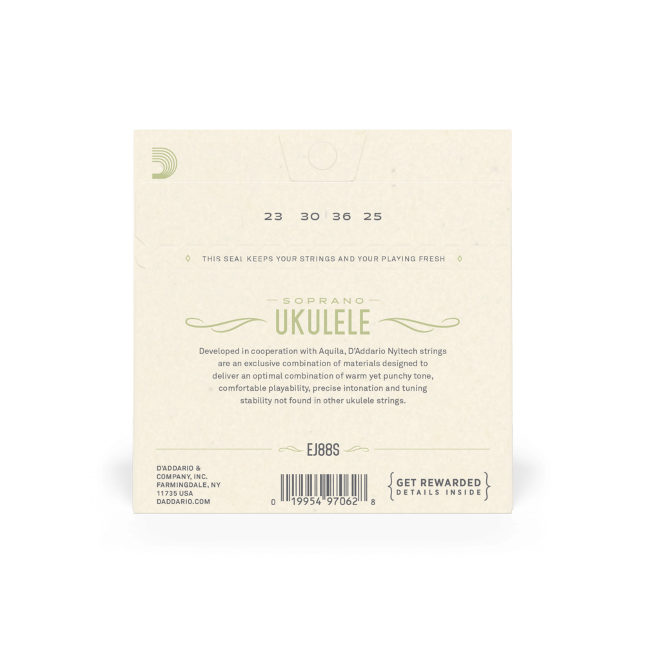 Corde D’Addario EJ88S in nyltech per ukulele soprano