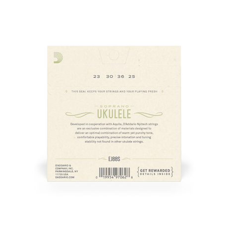 Corde D’Addario EJ88S in nyltech per ukulele soprano