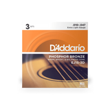 D'addario EJ15-3D  Corde EXP15 per chitarra acustica, in bronzo fosforoso, Extra Light, 10-47, 3 sets