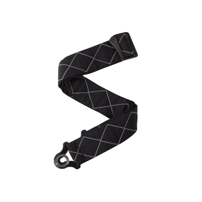 D'addario Auto Lock Guitar Strap, Black Padded Diamonds 50BAL02