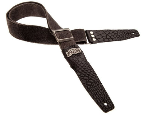 Magrabò tracolla per chitarra e basso Stripe SC Cotton Washed Nero 5 cm terminali Cocco Pros Nero, fibbia Recta Argento