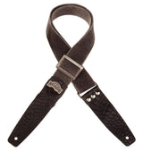 Magrabò tracolla per chitarra e basso Stripe SC Cotton Washed Nero 5 cm terminali Cocco Pros Nero, fibbia Recta Argento