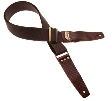 Magrabò tracolla per chitarra e basso Stripe SC Cotton Marrone 5 cm - terminali Twinkle Marrone Scuro, fibbia Recta Ottone