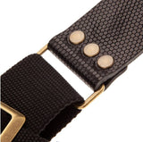 Magrabò Tracolla per chitarra e basso - Stripe SC Cotton Nero 5 cm terminali Twinkle Nero, fibbia Recta Ottone