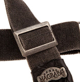 Magrabò tracolla per chitarra e basso Stripe SC Cotton Washed Nero 5 cm terminali Cocco Pros Nero, fibbia Recta Argento